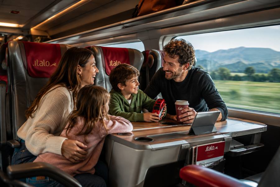 Family traveling together in Italo Smart class